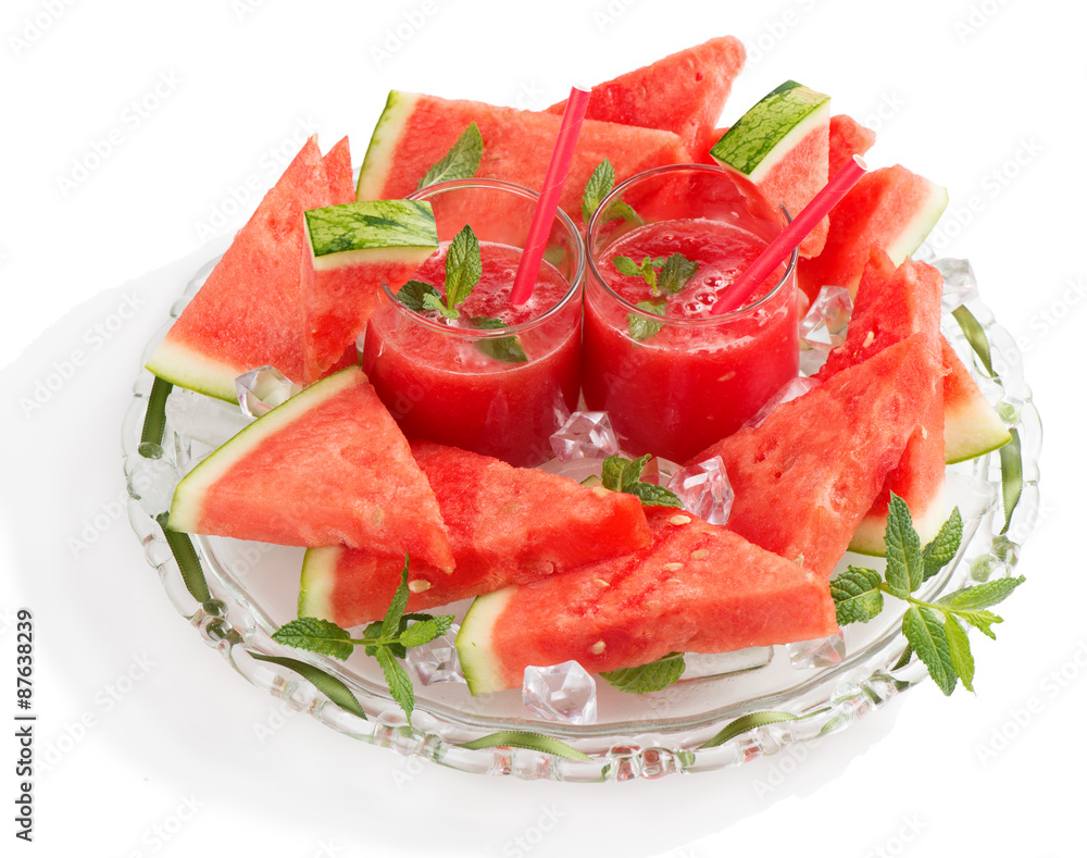 Watermelon smoothie and fruit