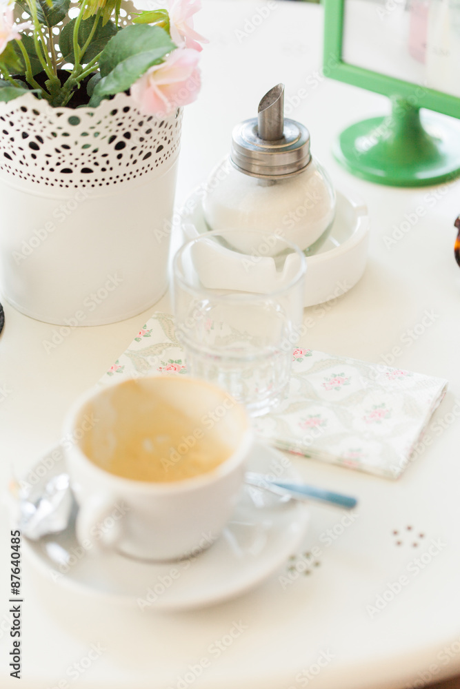 Empty Coffee Cup on Cafe Table Empty Coffee Cup on Cafe Table