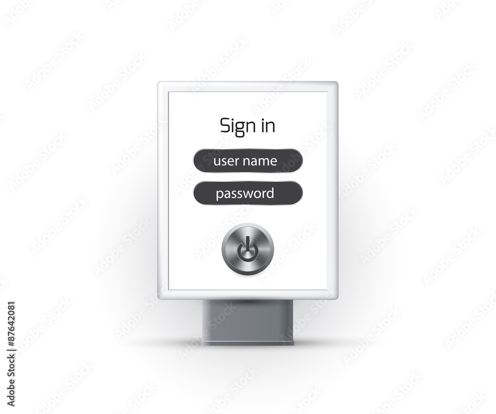 Vertical blank lightbox, sign in password security Vertical blank lightbox, sign in password security