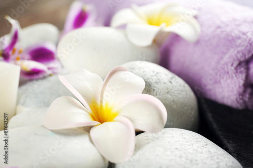 Spa still life with white flower  closeup