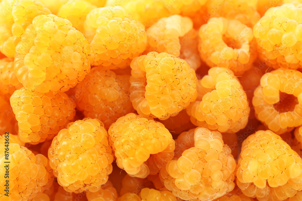 Yellow raspberries, closeup