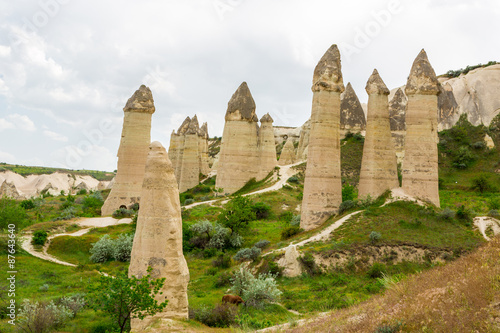 Cappadocia, rocks of an unusual form in the Valley of Love