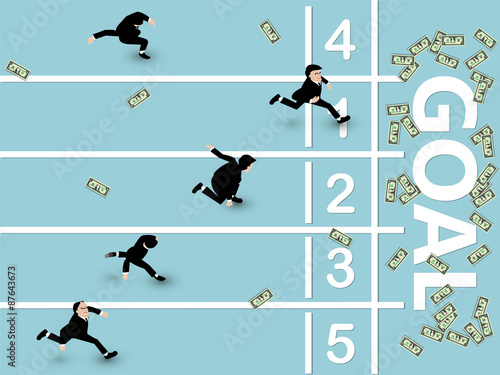 business man running to goal