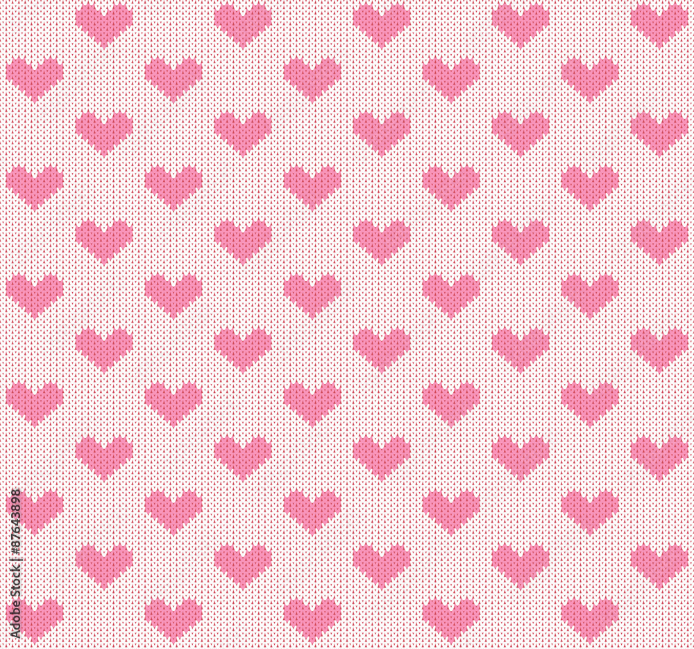 vector knitting seamless background: little hearts
