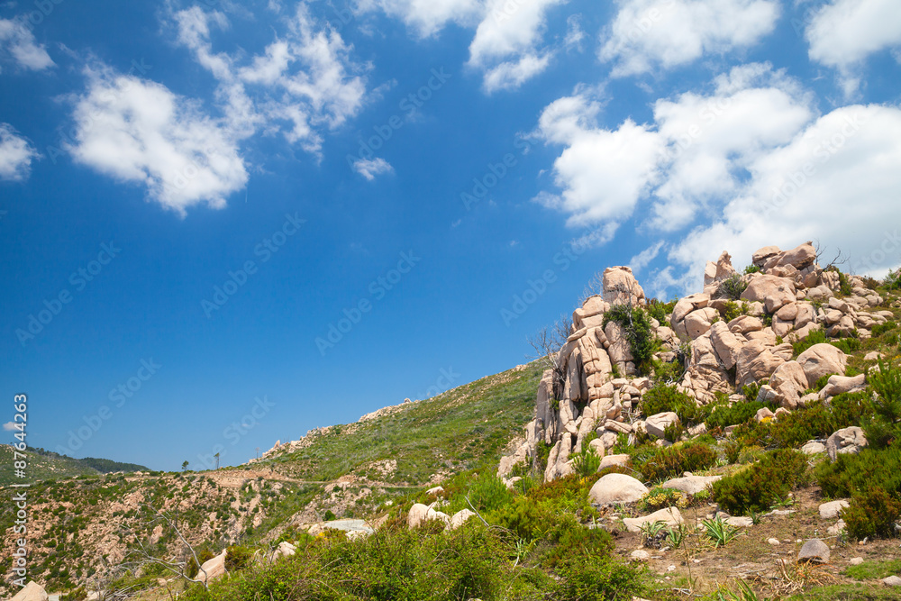 Natural landscape of Corsica island, mountains