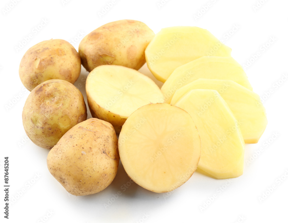 young potatoes isolated on white