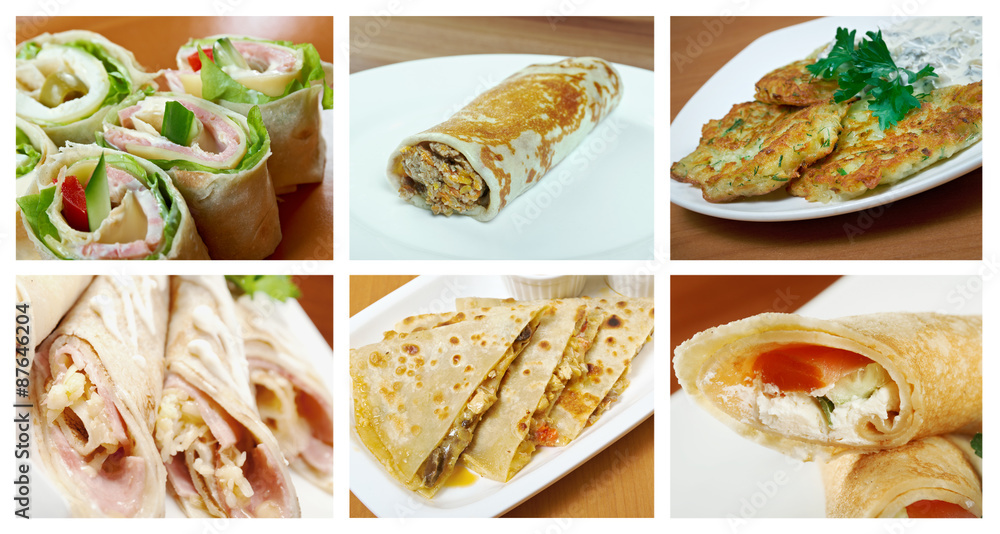 set of different pancakes stuffed set of different pancakes stuffed