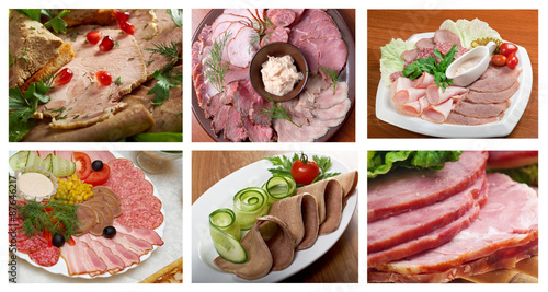 set of different  meat arrangemen