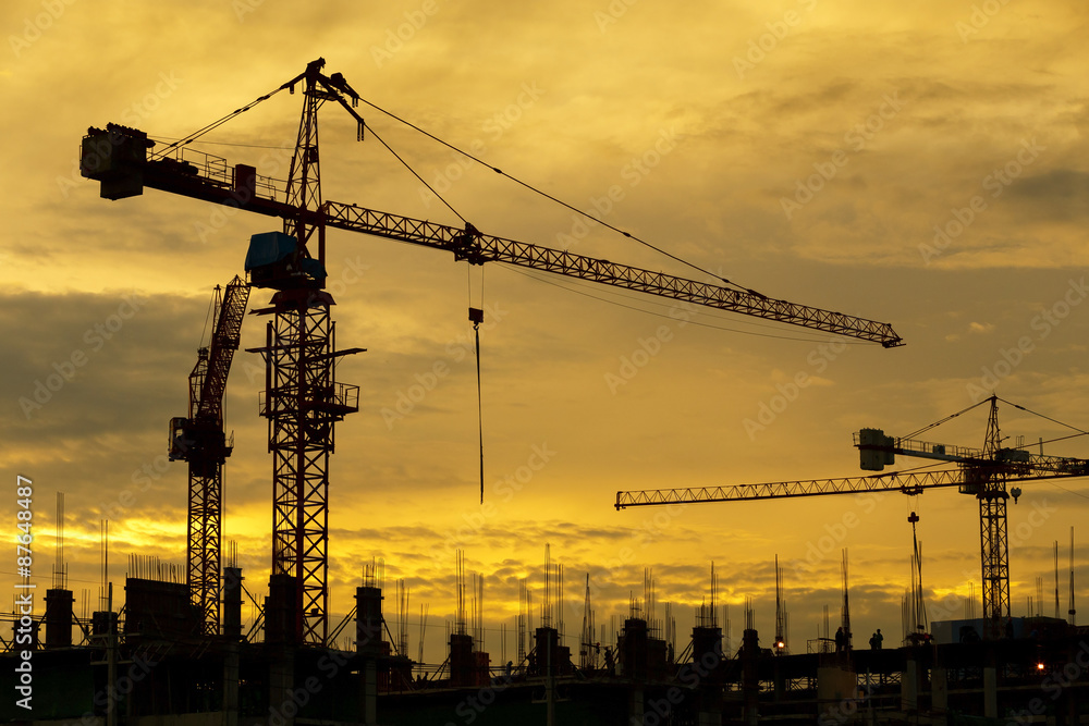 silhouette of construction site crane