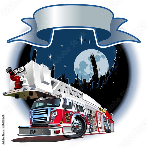 Vector Cartoon Fire Truck