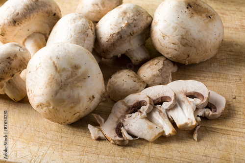 sliced Raw Organic White Mushrooms