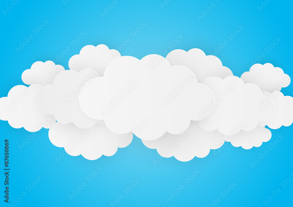 Paper clouds on blue background 4