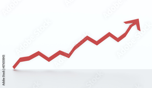 Red business graph chart arrow rendered