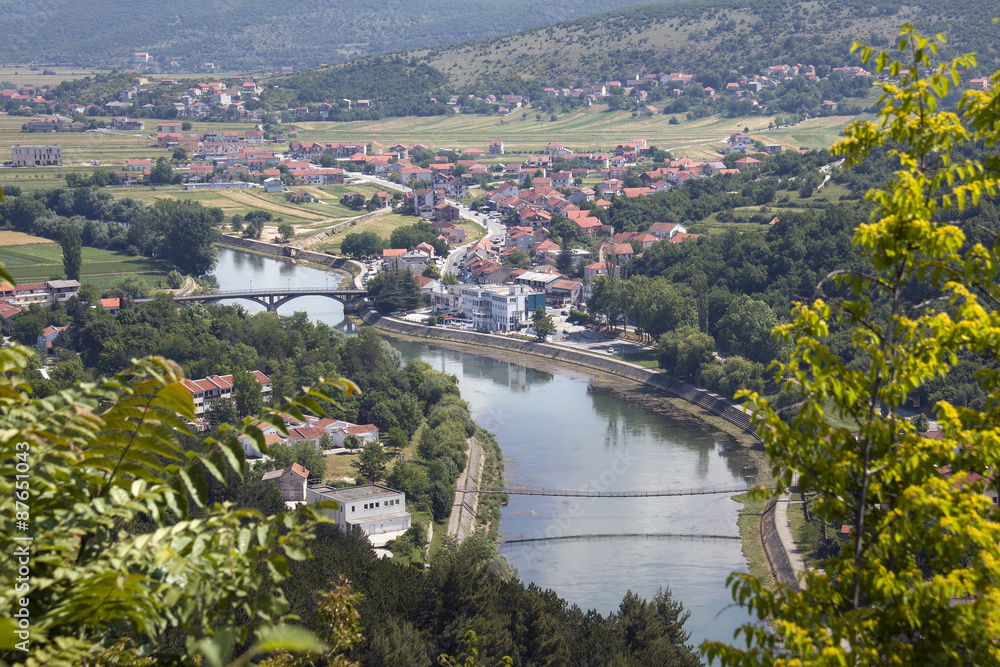 Town Trilj on Cetina river in Croatia