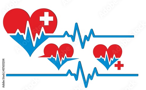 heart Logos with pulse. 