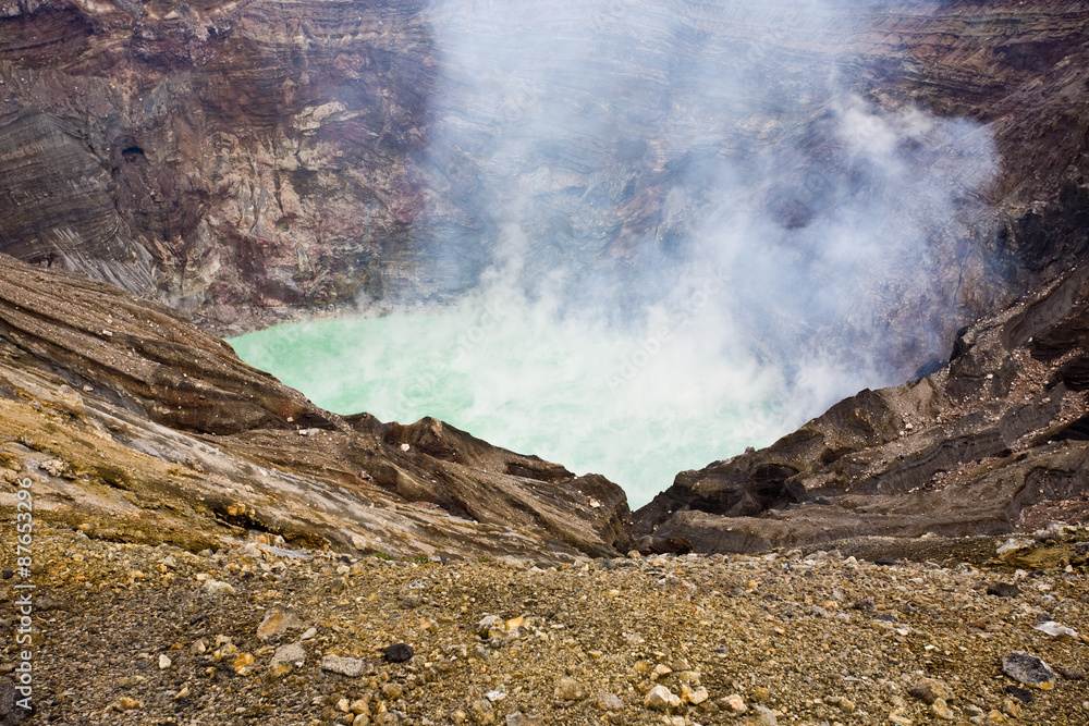 Caldera of Mount Aso in Japan