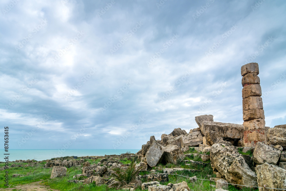 Ruins of greek temple, Selinunte, Sicily, Italy