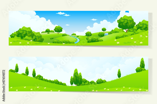 Two Horizontal Banners with Nature Landscape