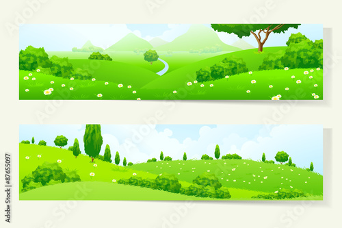 Two Horizontal Banners with Nature Landscape