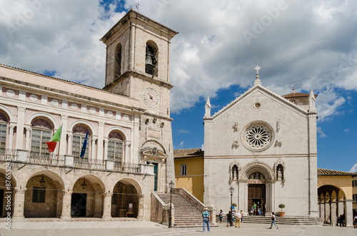 Main square of Norcia. Umbria Italy