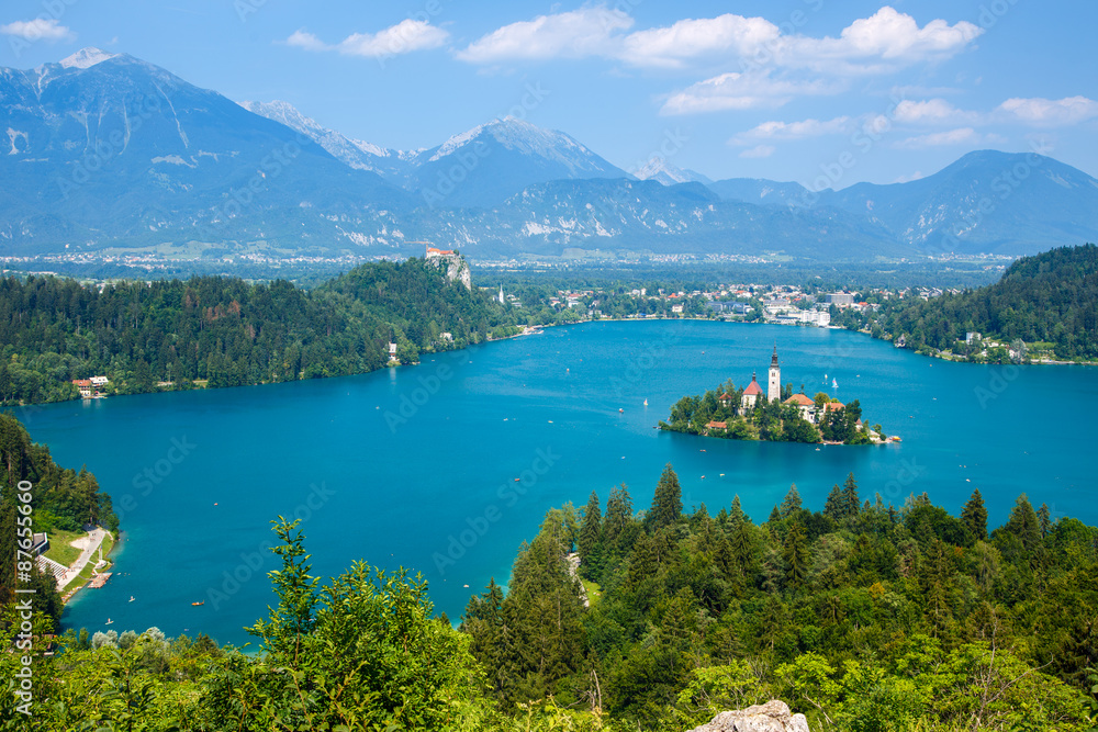 Bled with lake in summer, Slovenia Bled with lake in summer, Slovenia