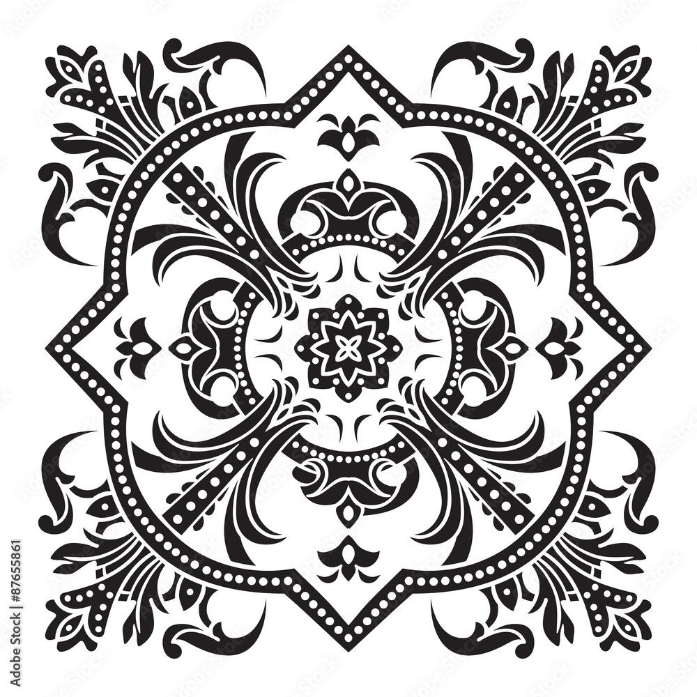 Fototapeta premium Hand drawing decorative tile pattern. Italian majolica style