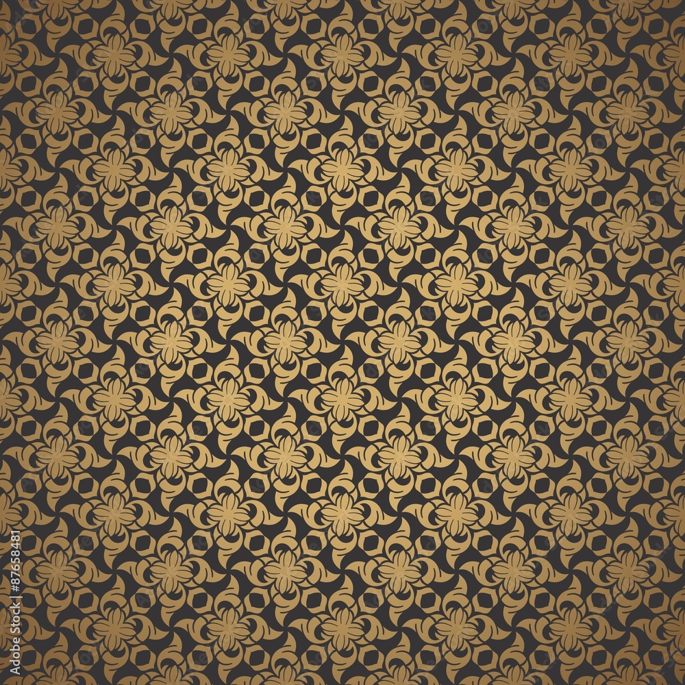 Vintage pattern. Golden oriental vintage pattern. Dark Arabic pattern.