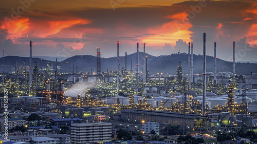Oil refinery at twilight sky,