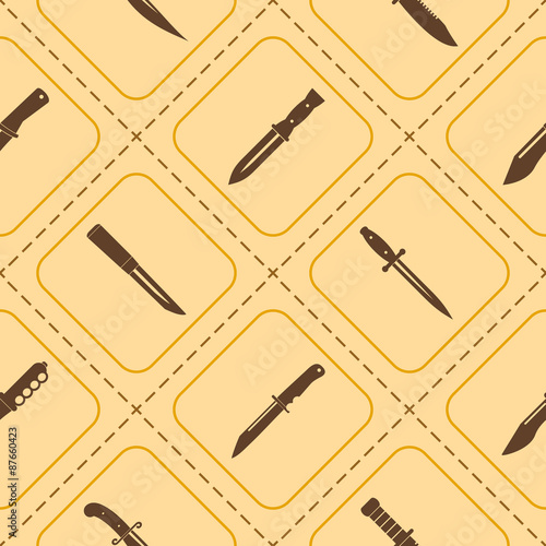 Seamless background with combat knives  for your design
