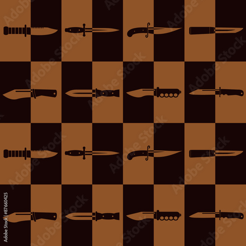 Seamless background with combat knives  for your design