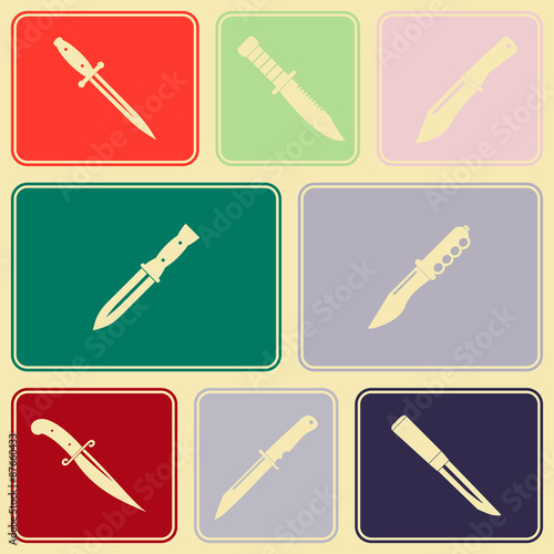 Seamless background with combat knives  for your design