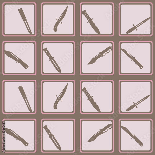 Seamless background with combat knives  for your design