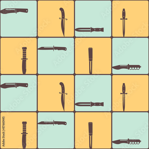 Seamless background with combat knives  for your design