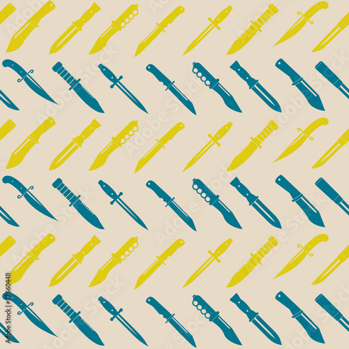 Seamless background with combat knives  for your design
