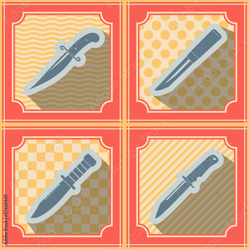 Seamless background with combat knives  for your design