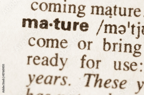 Dictionary definition of word mature