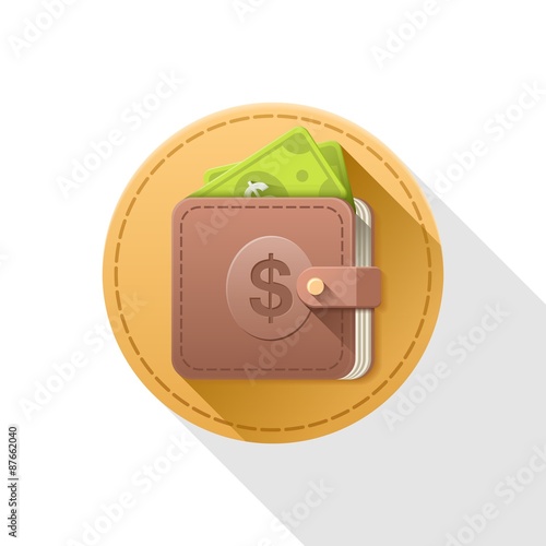 Wallet flat icon on white background.