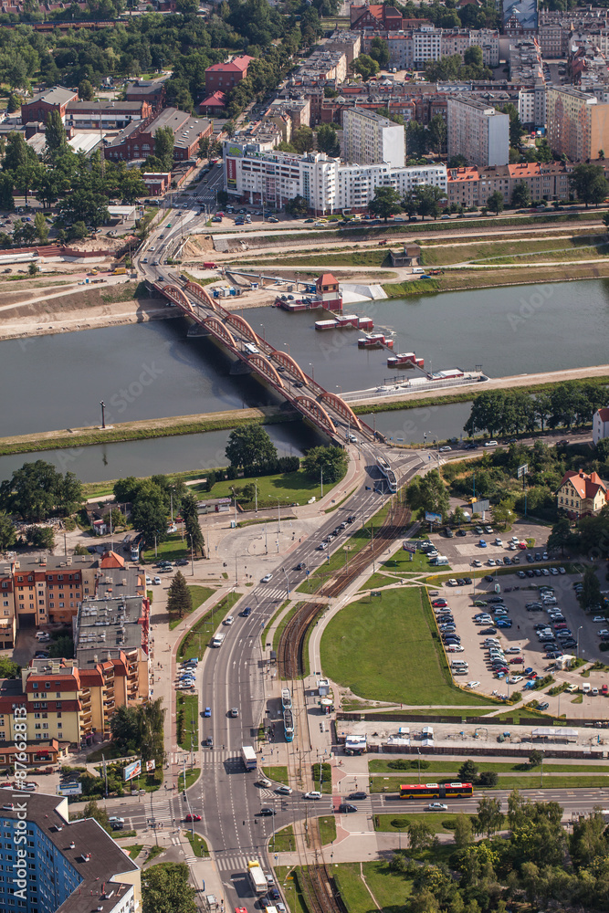Wroclaw, Poland - July 22, 2015: Aerial view of Wroclaw city in