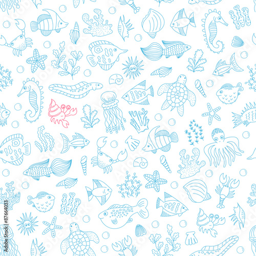 seamless pattern with underwater animals