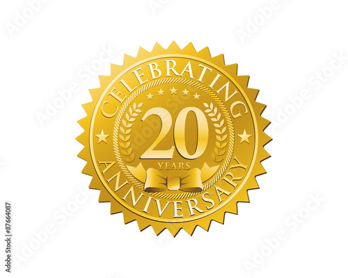 anniversary logo golden emblem 20