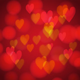 Abstract background with bokeh hearts
