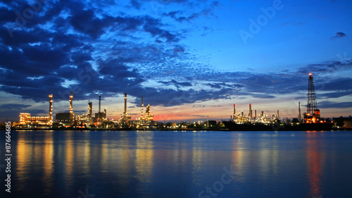 Bangchak oil refinery against twilight sky