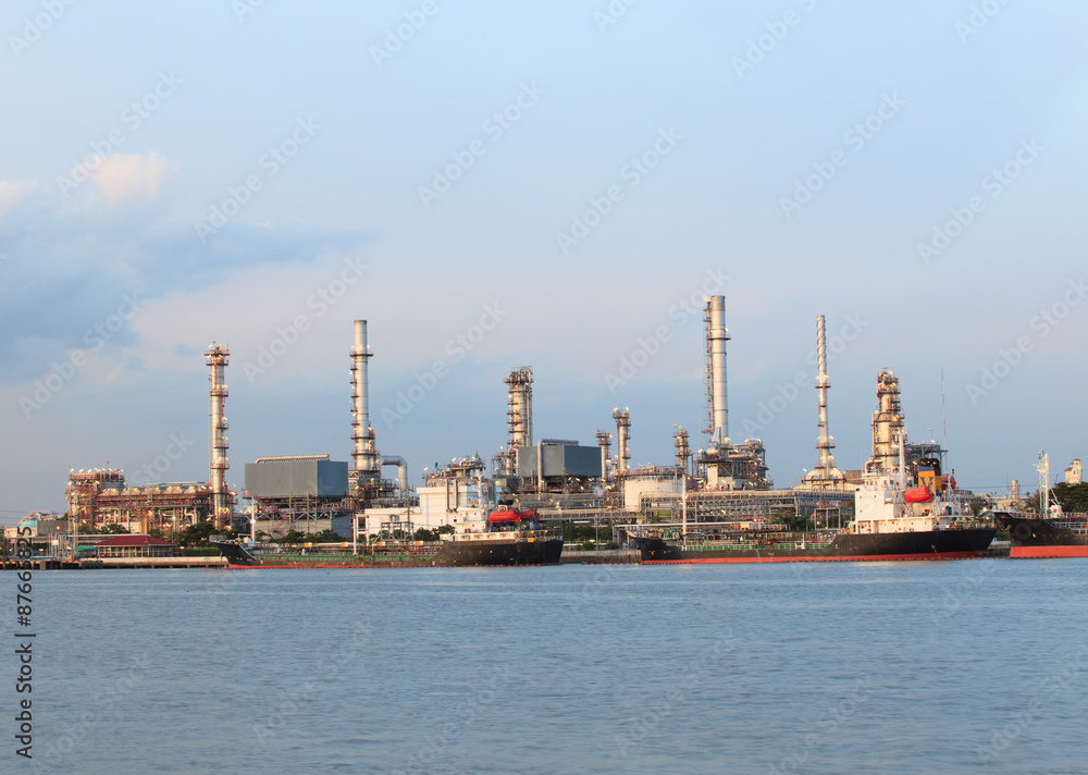 oil refinery and container tanker ship in port use for petroleum oil refinery and container tanker ship in port use for petroleum