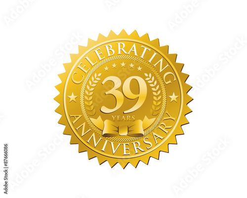 anniversary logo golden emblem 39