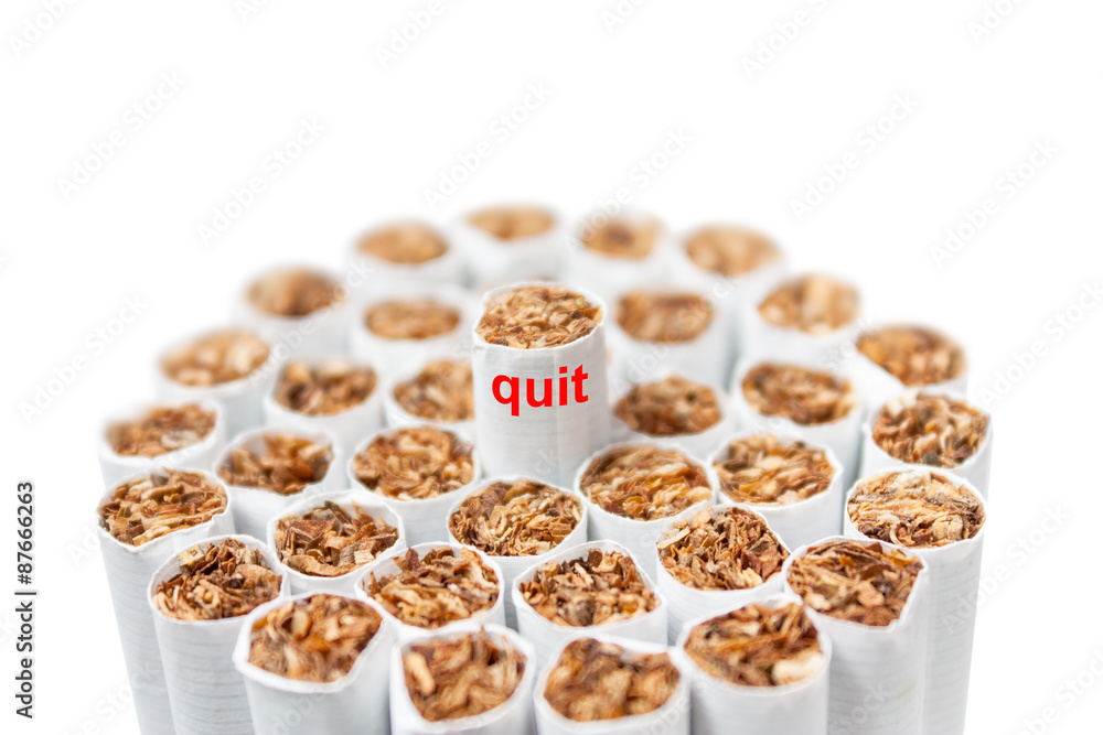 Bunch of cigarettes on a white background