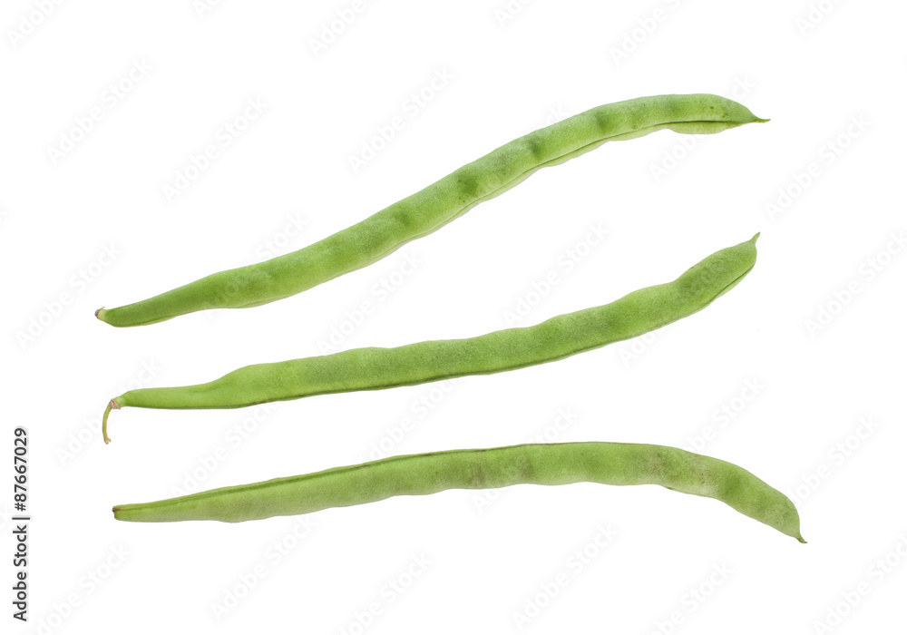 Fresh yardlong bean isolated on white background Fresh yardlong bean isolated on white background