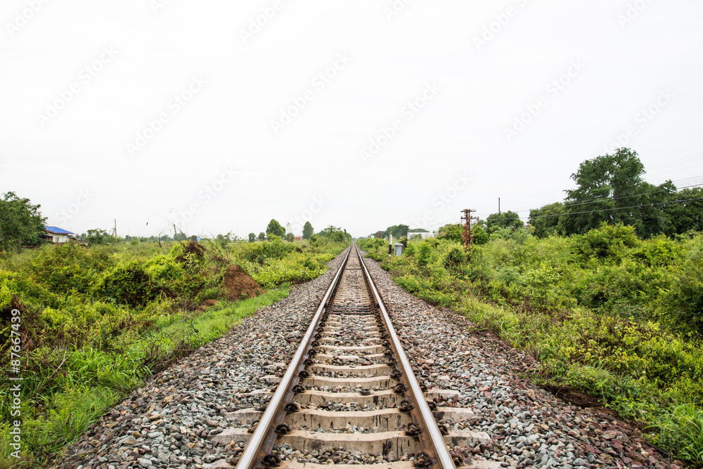 Train railway track in nature scene Train railway track in nature scene