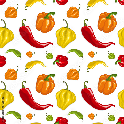 Seamless vector pattern with chili peppers