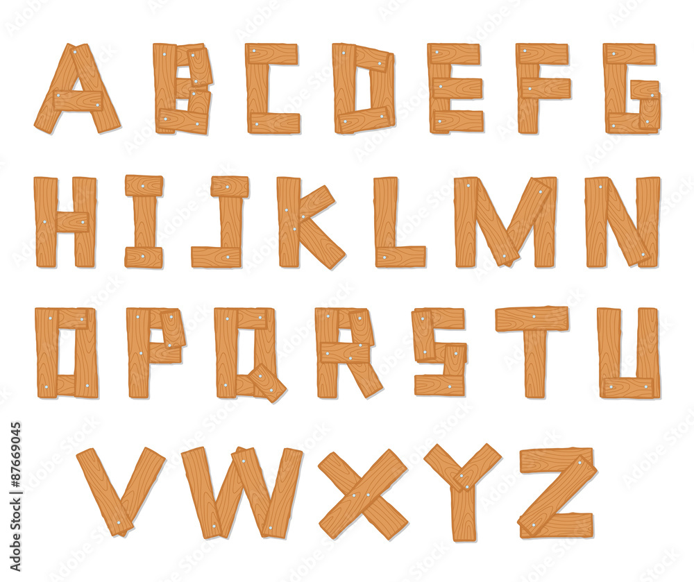 Hand Drawn Wooden Alphabet - Vector
Hand Drawn Wooden Alphabet - Vector
