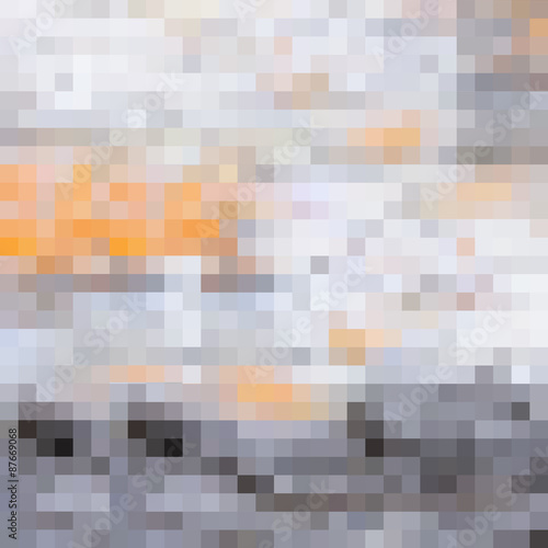 Grey and orange square pixel pattern for decorative blurry canvas print